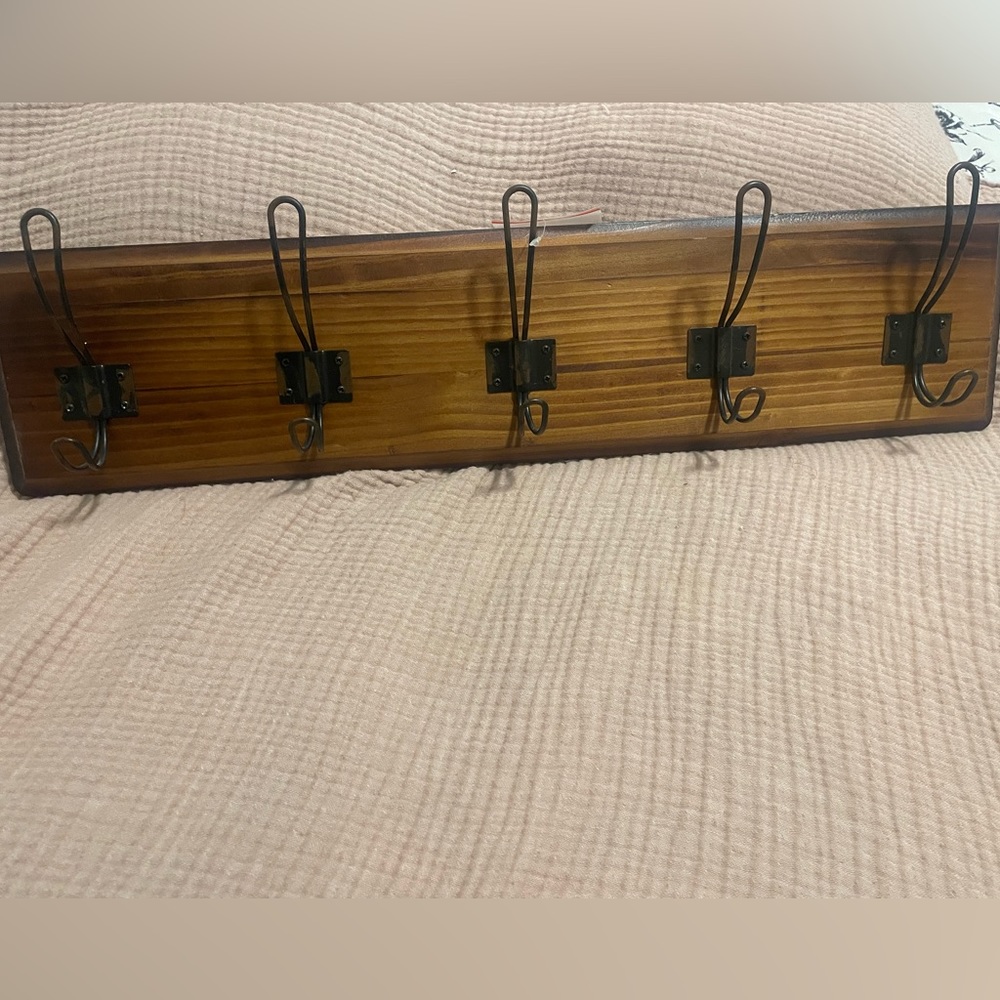 Rustic Coat Rack with 5 Hooks – Rustic Brown Wall Mounted 24" Coat Rack